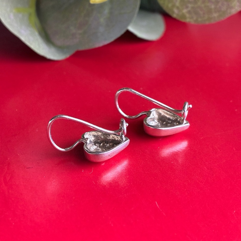 925 Silver Earrings,Heart Swirl Drop Earrings in Silver - Picture 2 of 9
